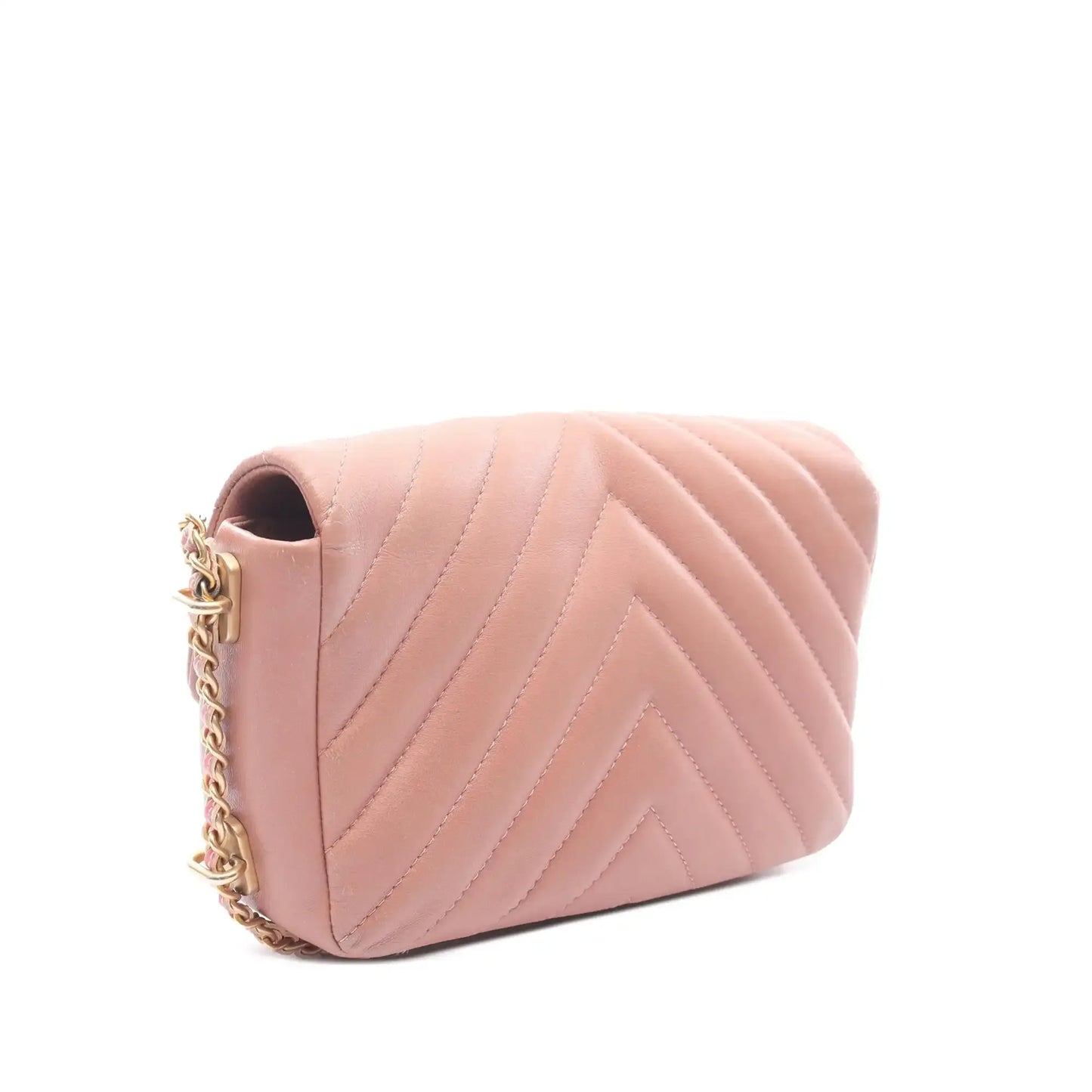 Chanel Mini Rectangular Chevron Lambskin Chain Around Flap