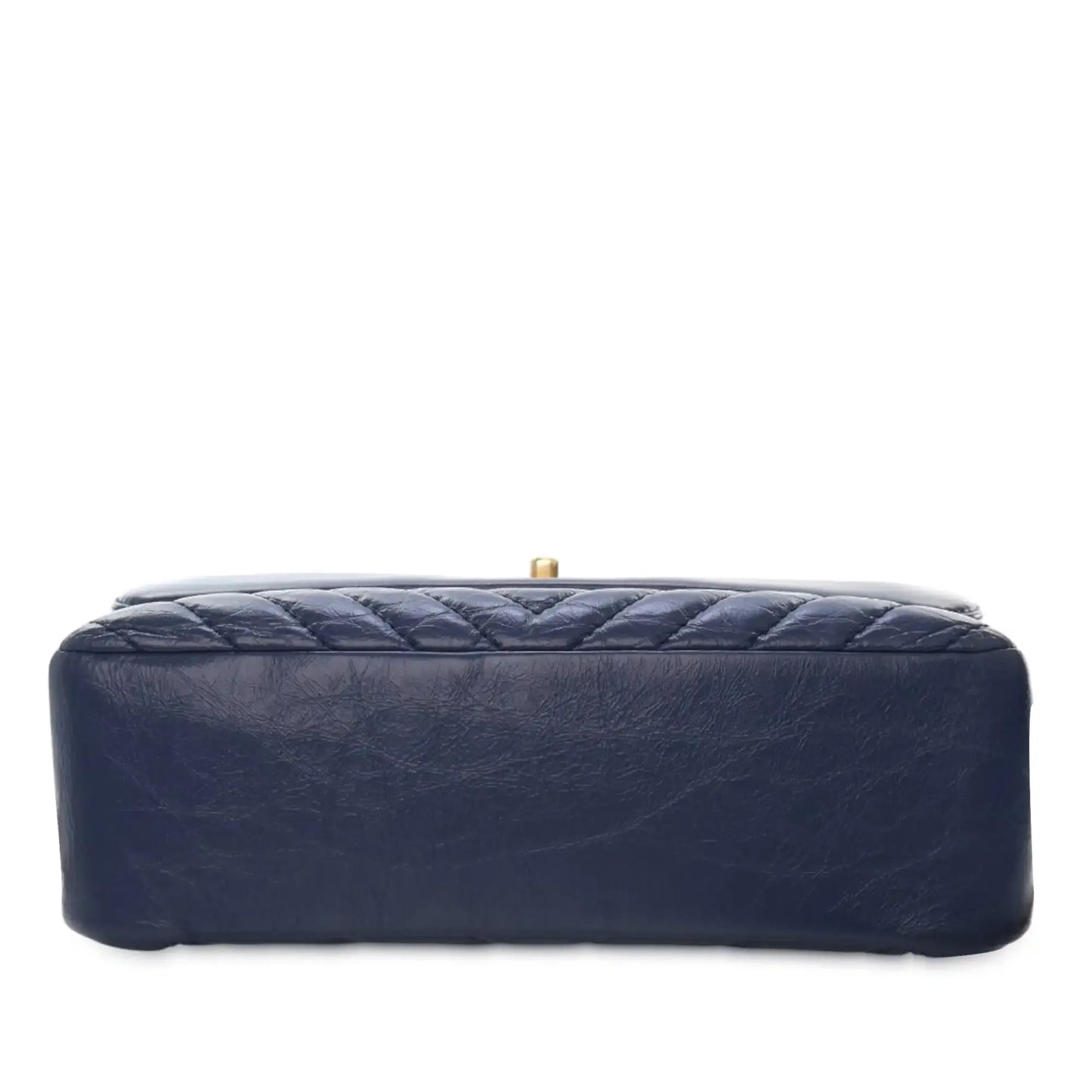 Chanel CC Chevron Aged Calfskin Top Handle Flap