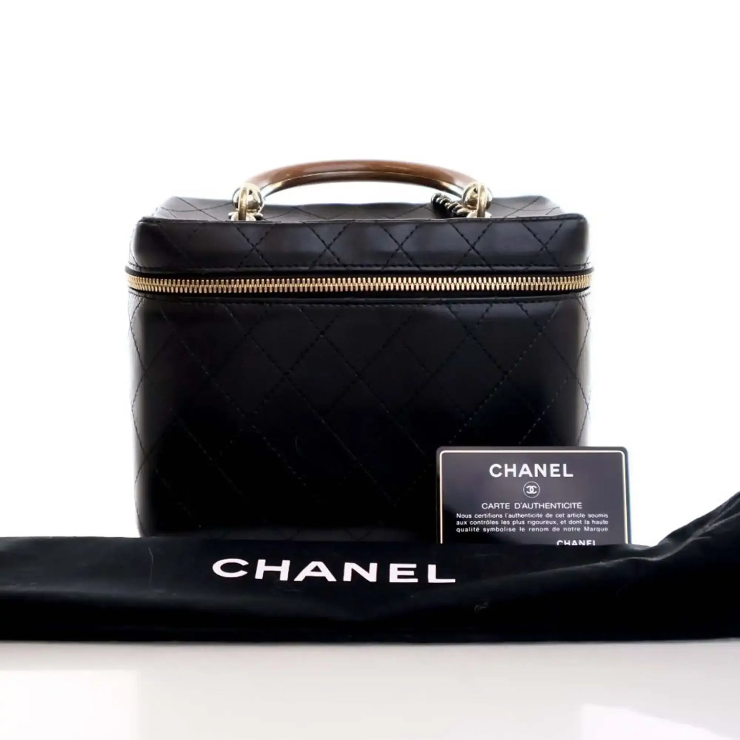 Chanel Large Quilted Lambskin Knock On Wood Vanity Case