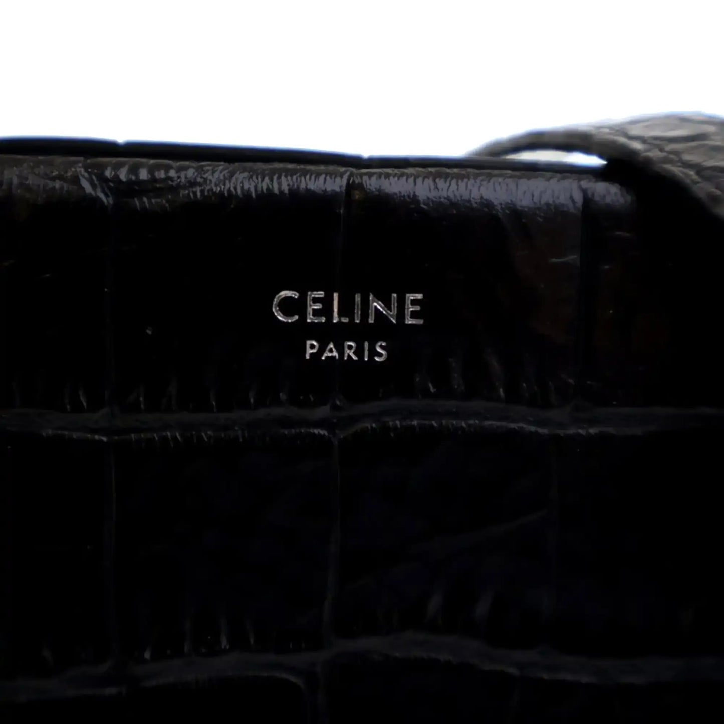 Celine Croc Embossed Leather Horizontal Phone Pouch Crossbody