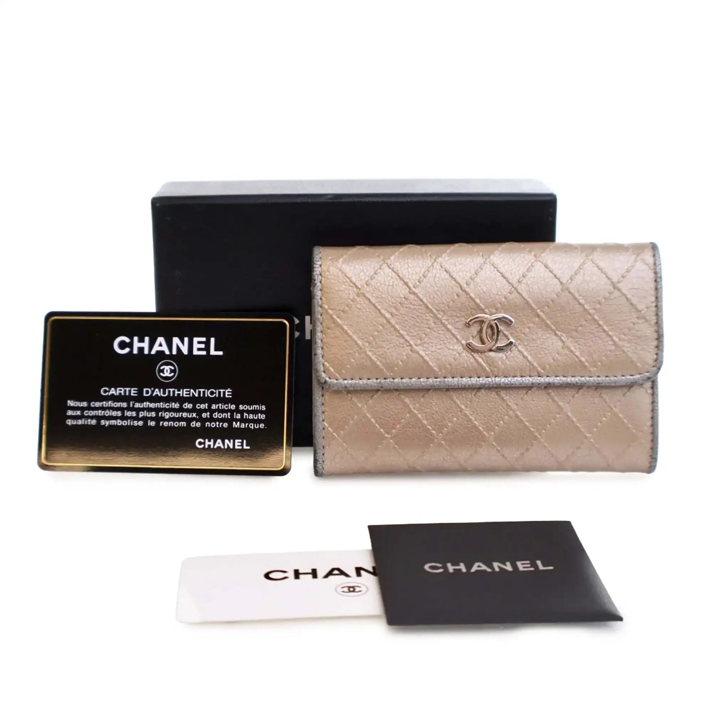 Chanel Metallic Calfskin Diamond Stitch Card Holder