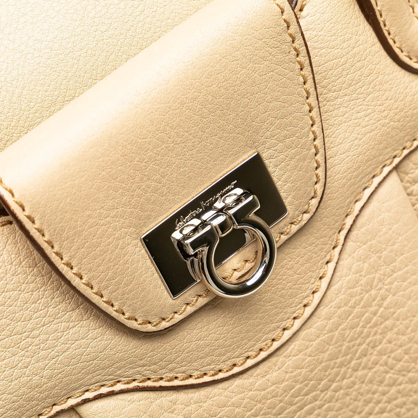 Ferragamo Leather Gancini Pleated Handbag