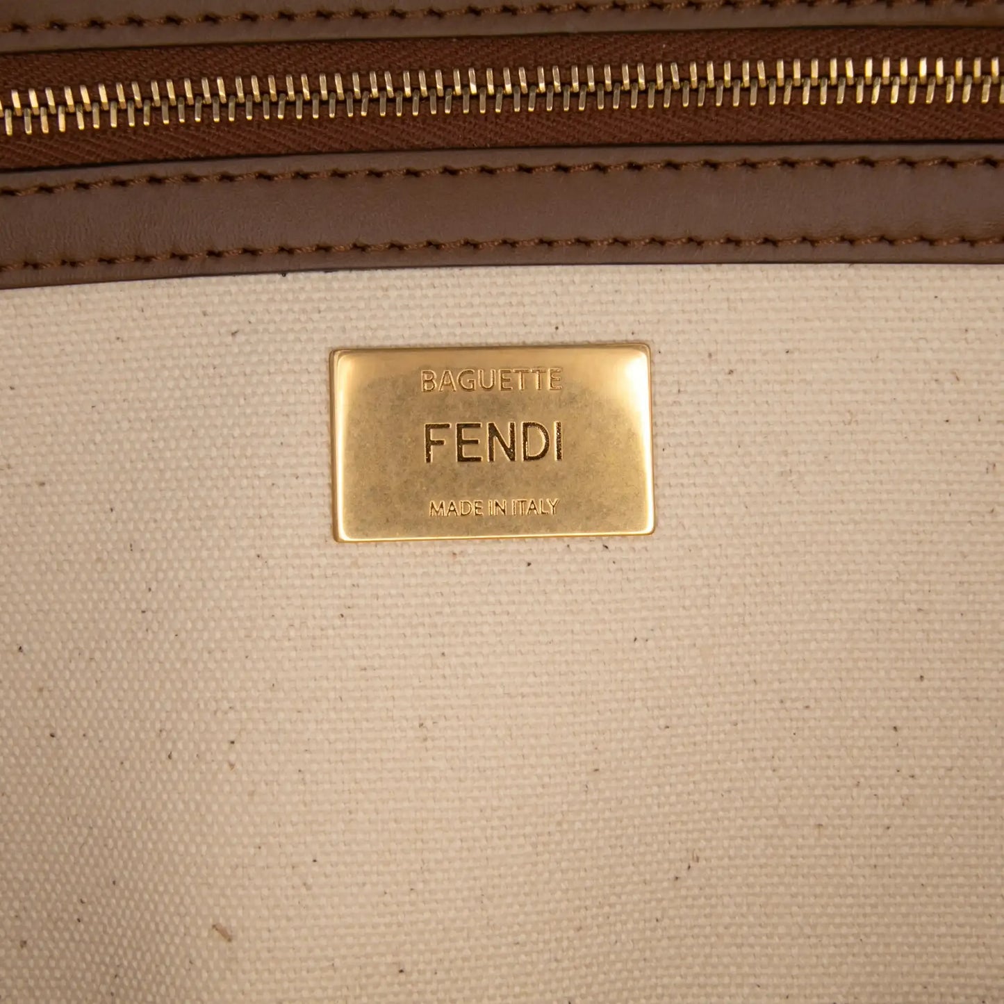 Fendi Zucca Canvas Embroidered Baguette Satchel