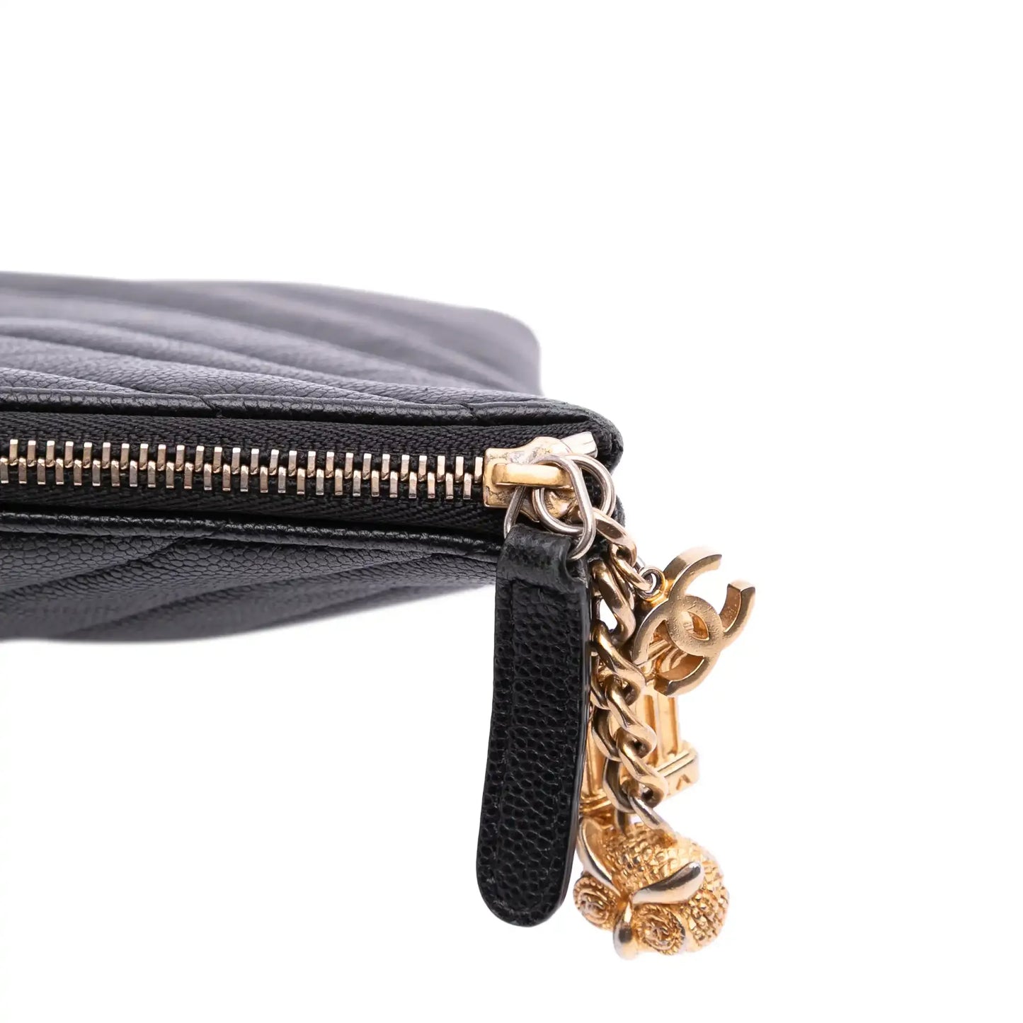 Chanel Large Chevron Caviar Ancient Greek Charms O Case Clutch