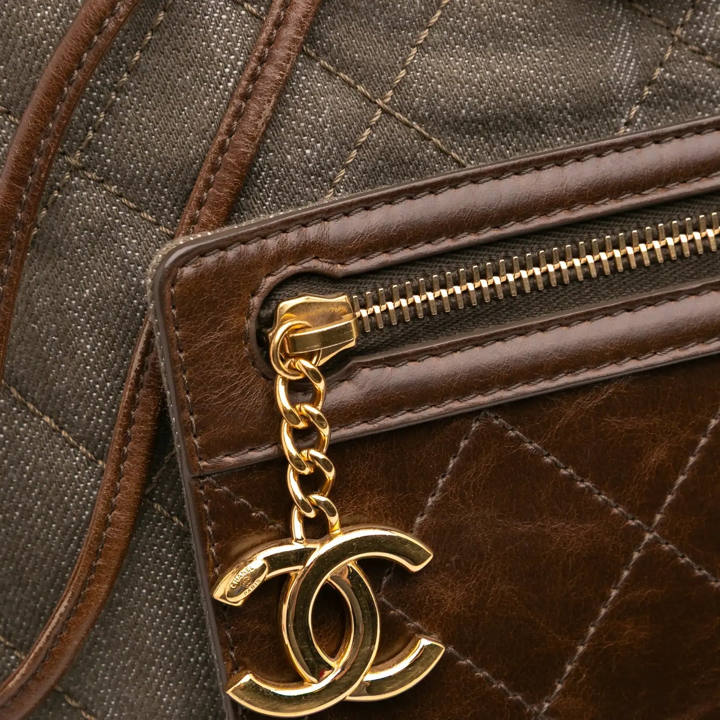 Chanel CC Quilted Denim and Calfskin Backpack