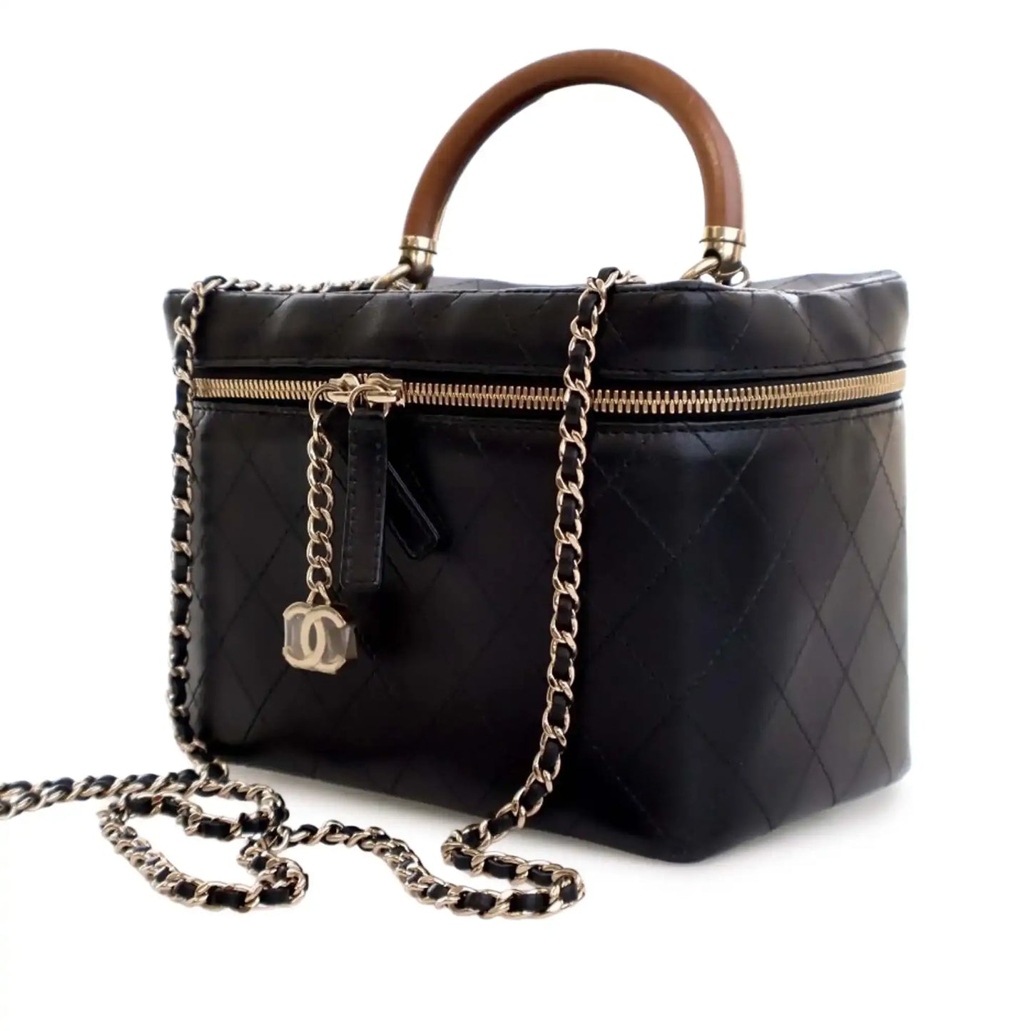 Chanel Large Quilted Lambskin Knock On Wood Vanity Case