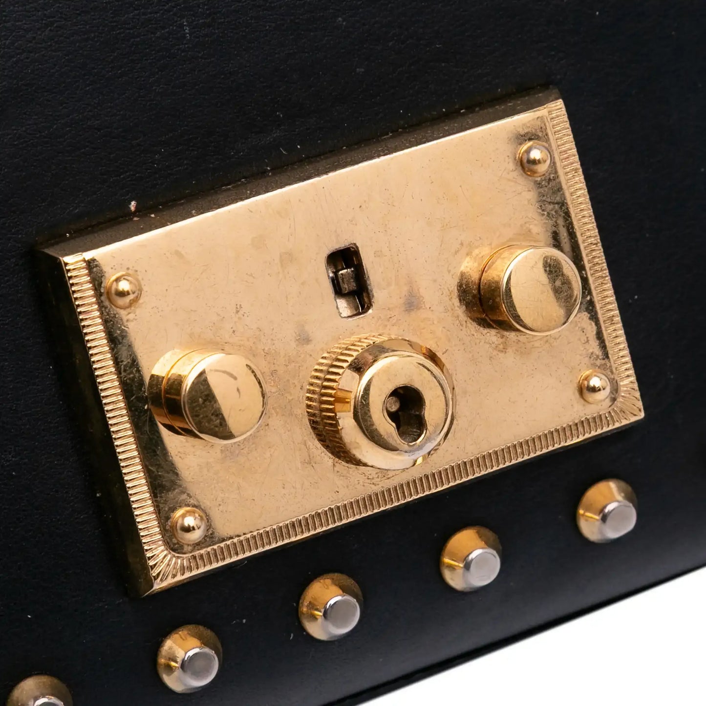 Gucci Small Pearl Studded Leather Padlock Crossbody