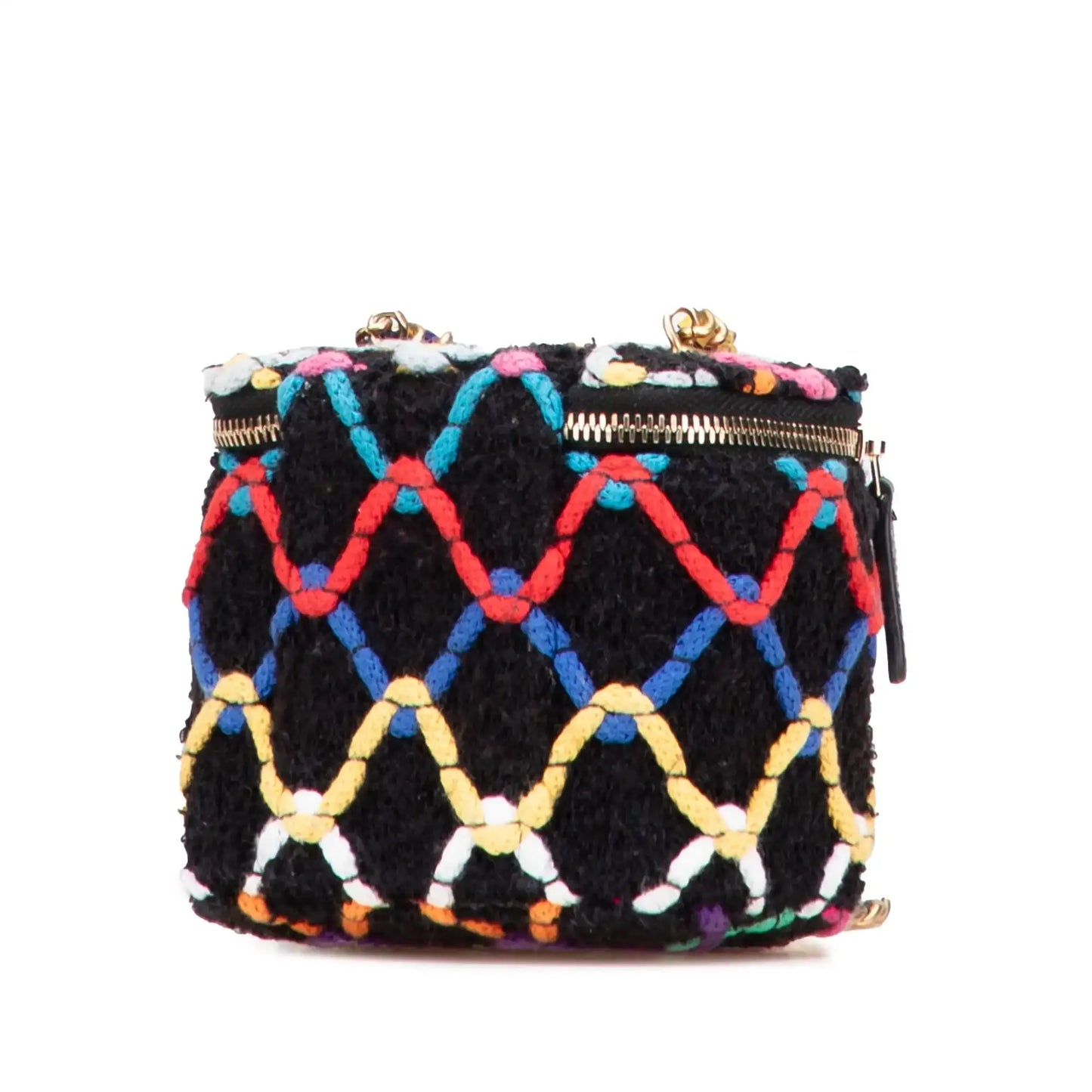 Chanel Mini Multicolor Tweed CC Pearl Crush Vanity Case with Chain
