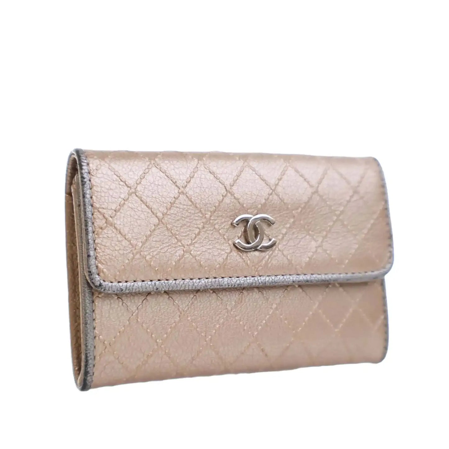Chanel Metallic Calfskin Diamond Stitch Card Holder
