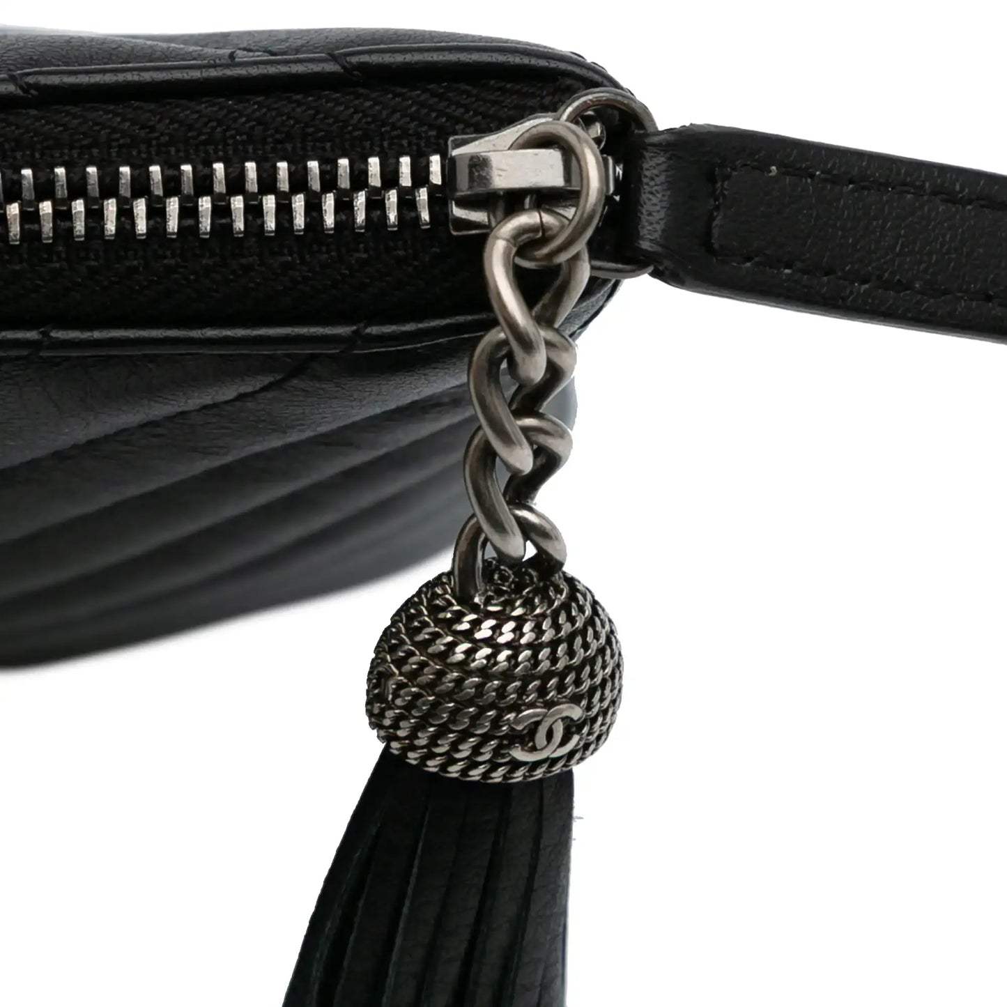 Chanel Large Diagonal Chevron Calfskin Tassel O Case Clutch