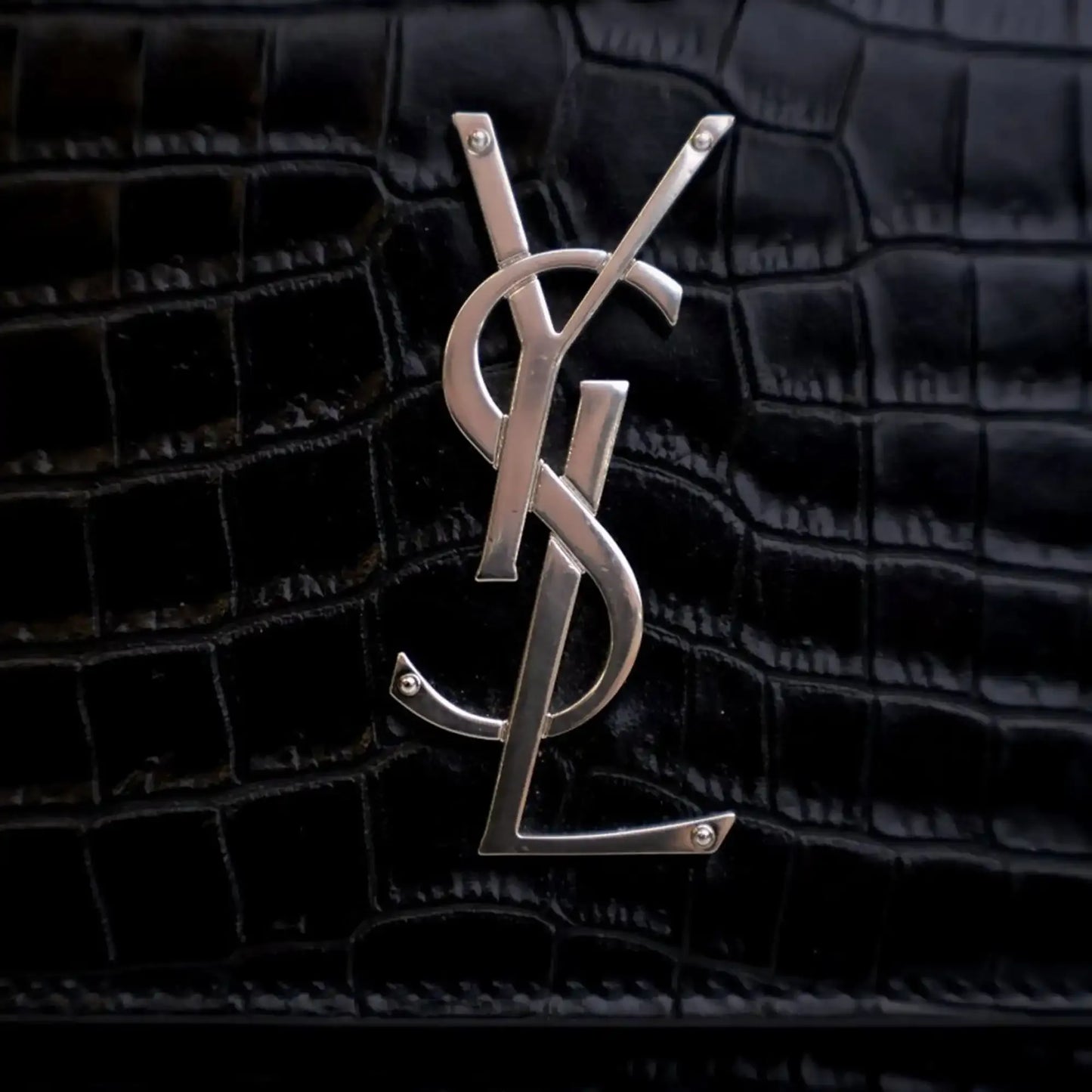 Saint Laurent Medium Croc Embossed Calfskin Sunset Flap Crossbody