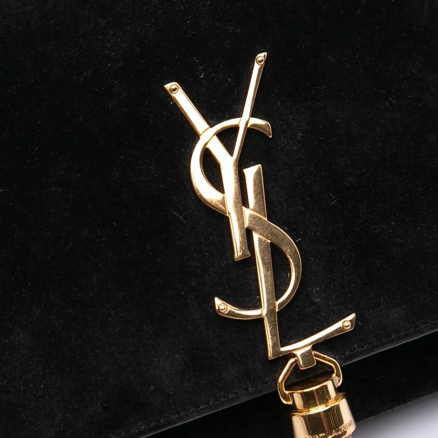 Saint Laurent Suede Classic Monogram Cassandre Tassel Clutch