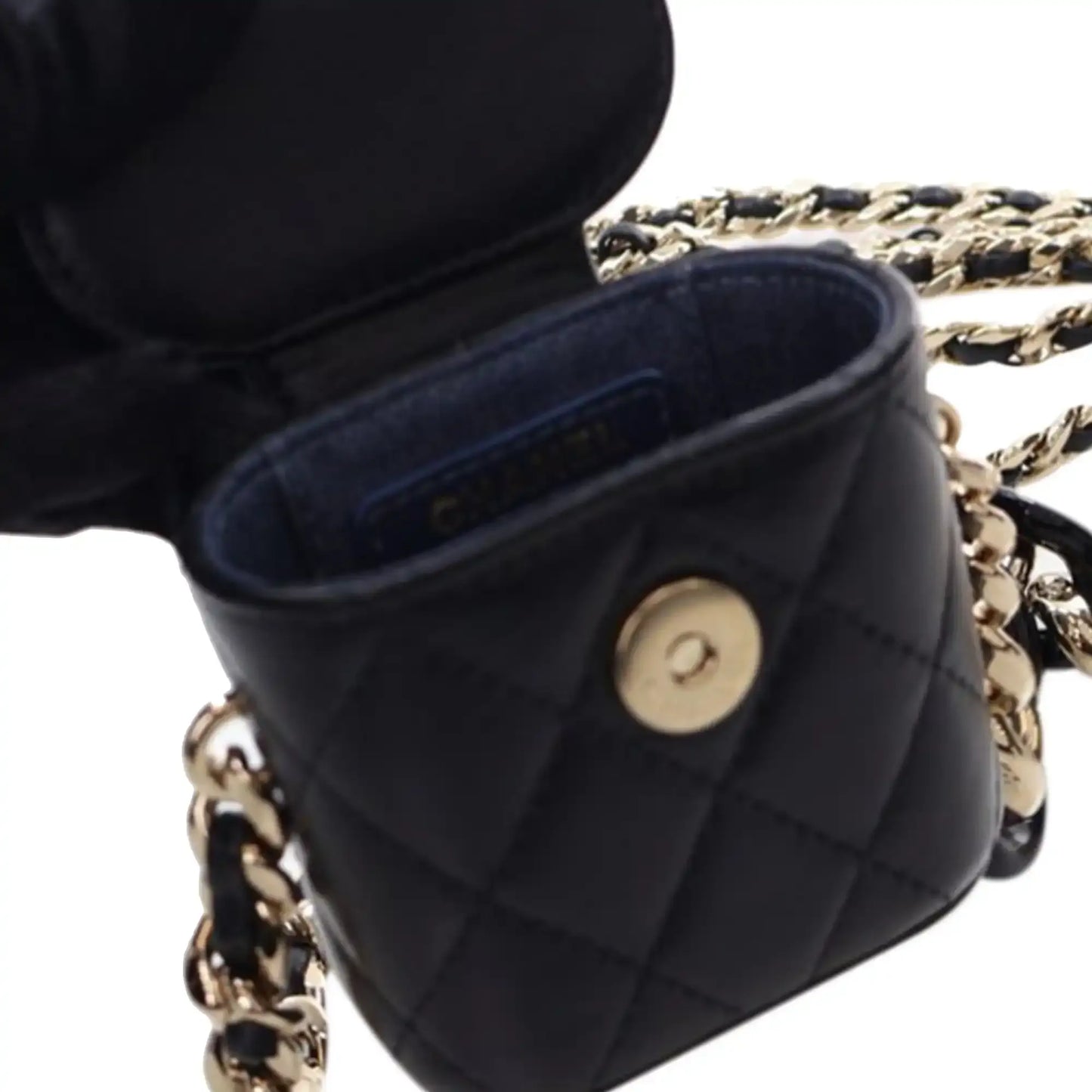 Chanel Mini Quilted Lambskin Resin Elegant Chain Tubular Vanity Case