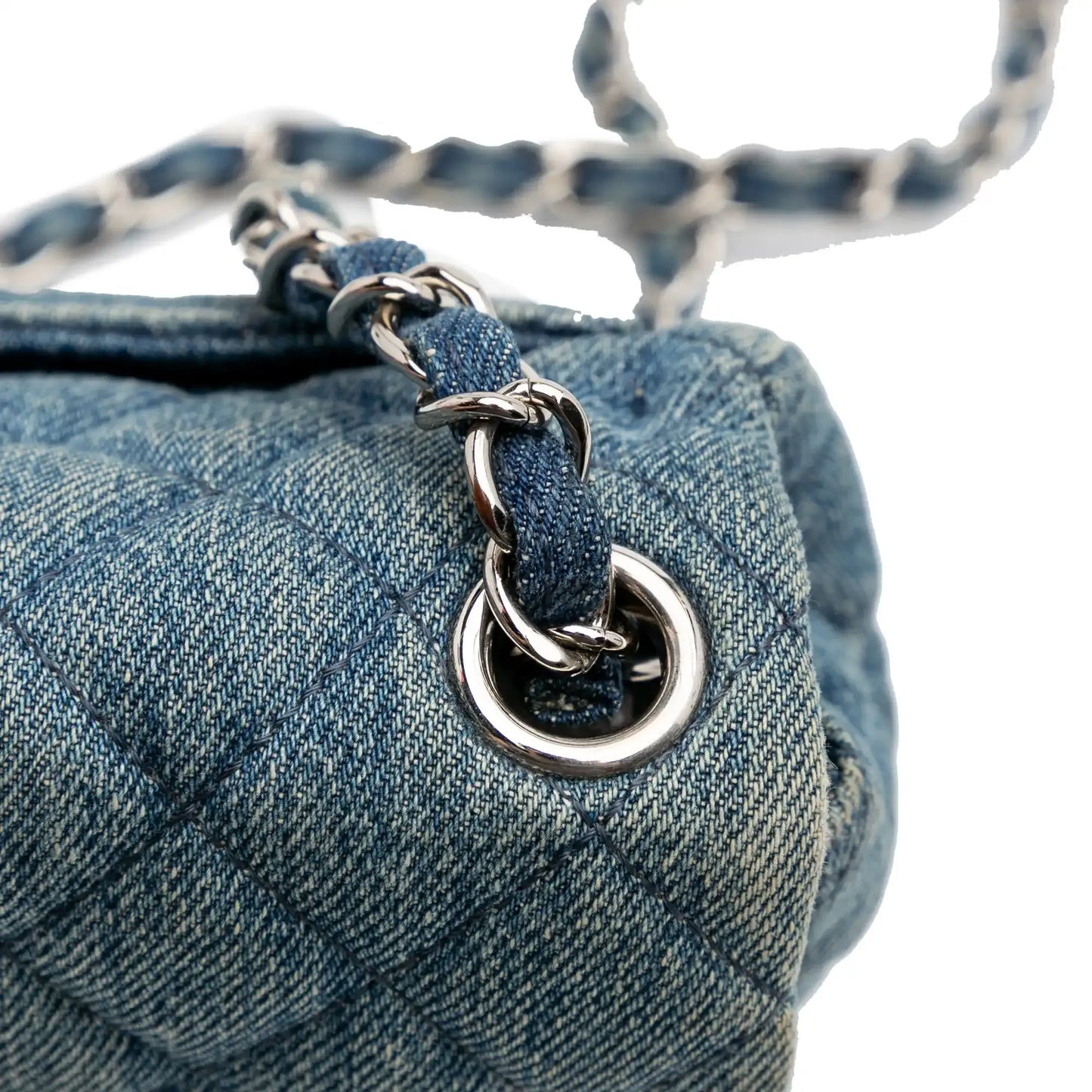 Chanel Mini Square CC Quilted Denim Single Flap