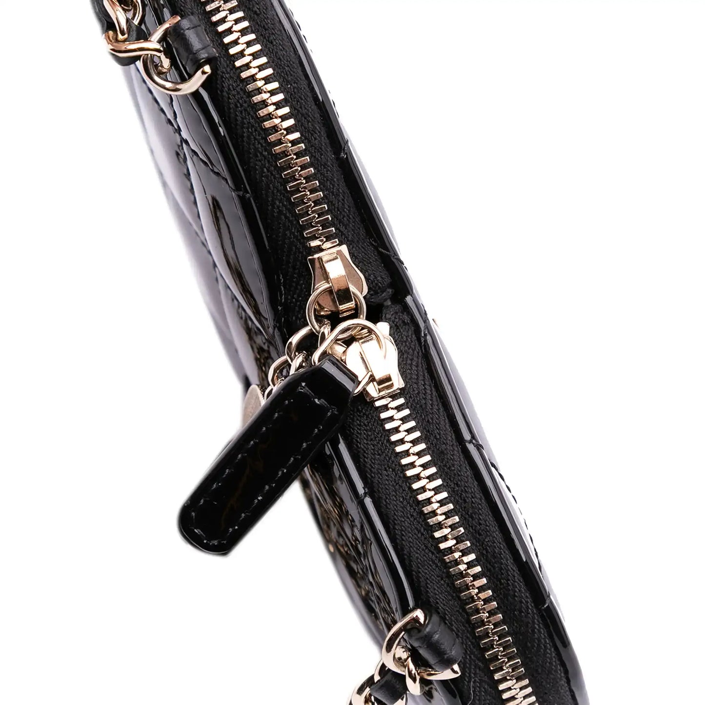 Chanel Quilted Patent Calfskin CC Heart Clutch With Chain