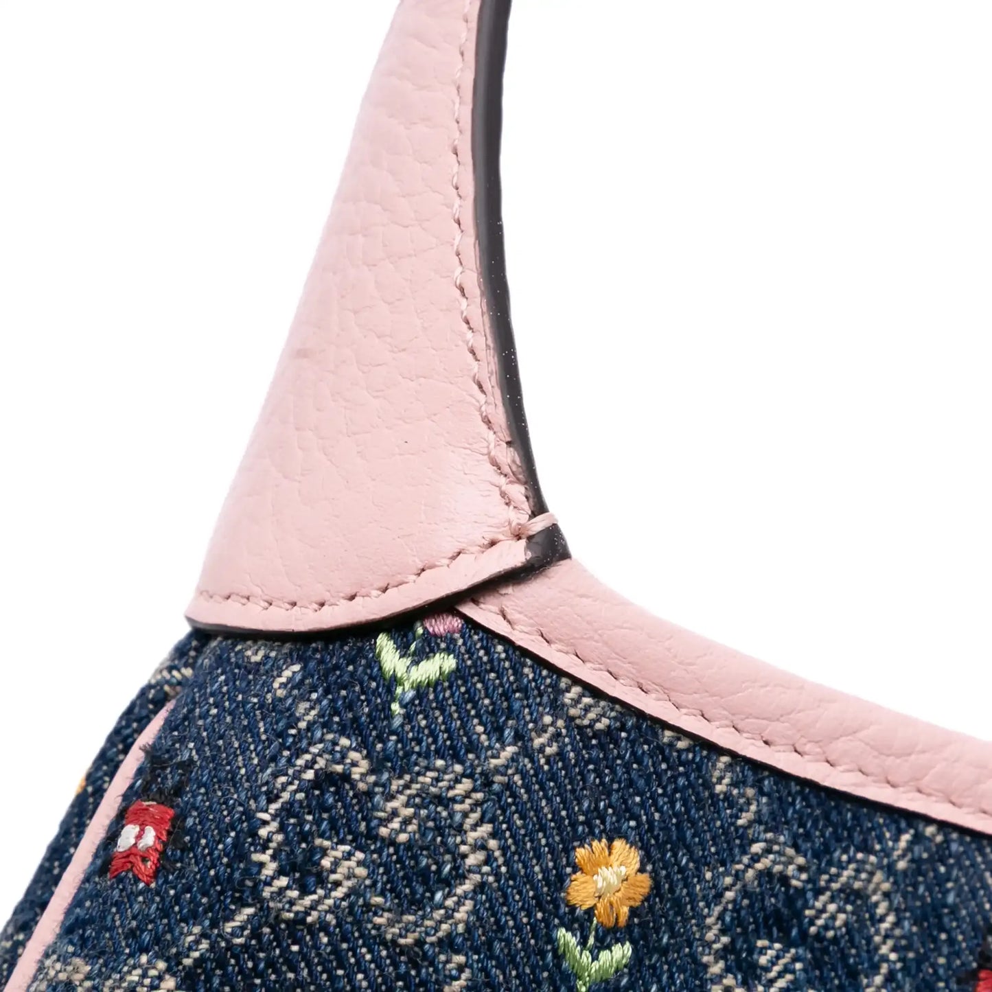 Gucci Limited Edition Mini GG Embroidered Denim Floral Jackie 1961 Crossbody