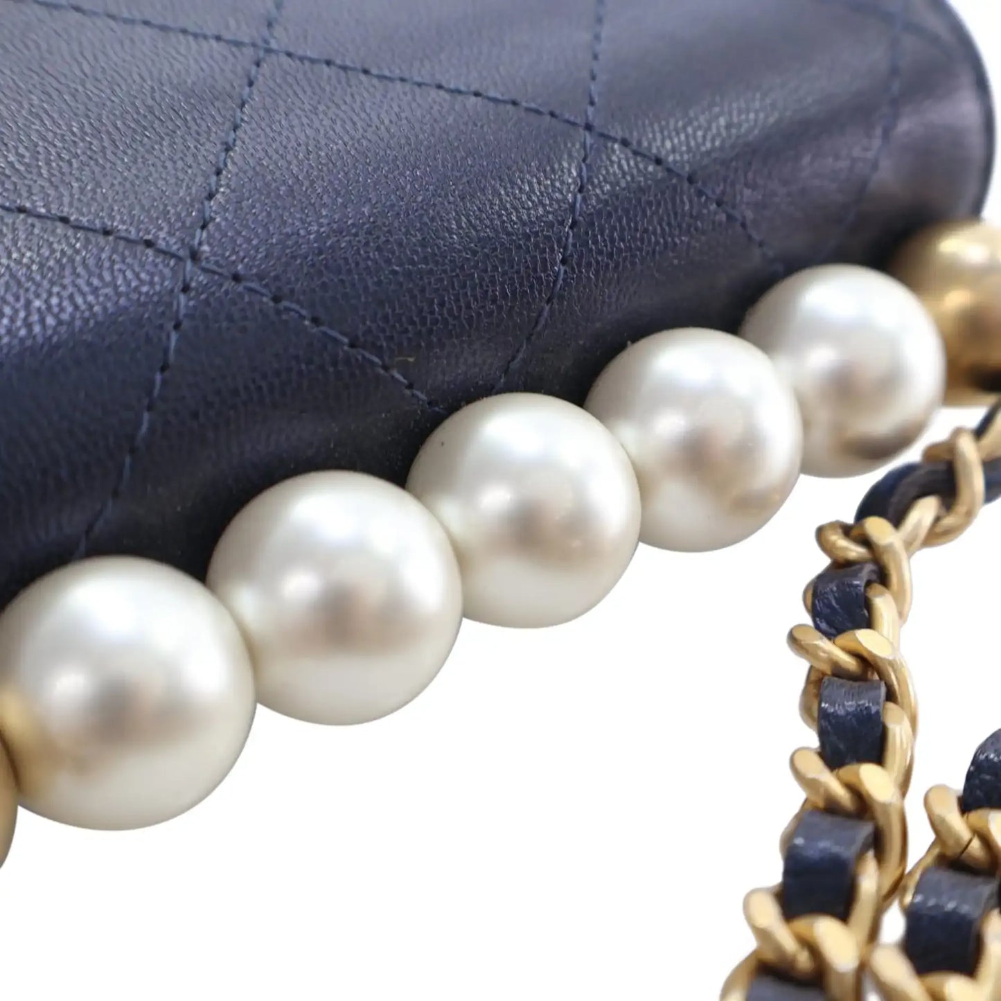 Chanel Mini Goatskin Chic Pearls Clutch On Chain