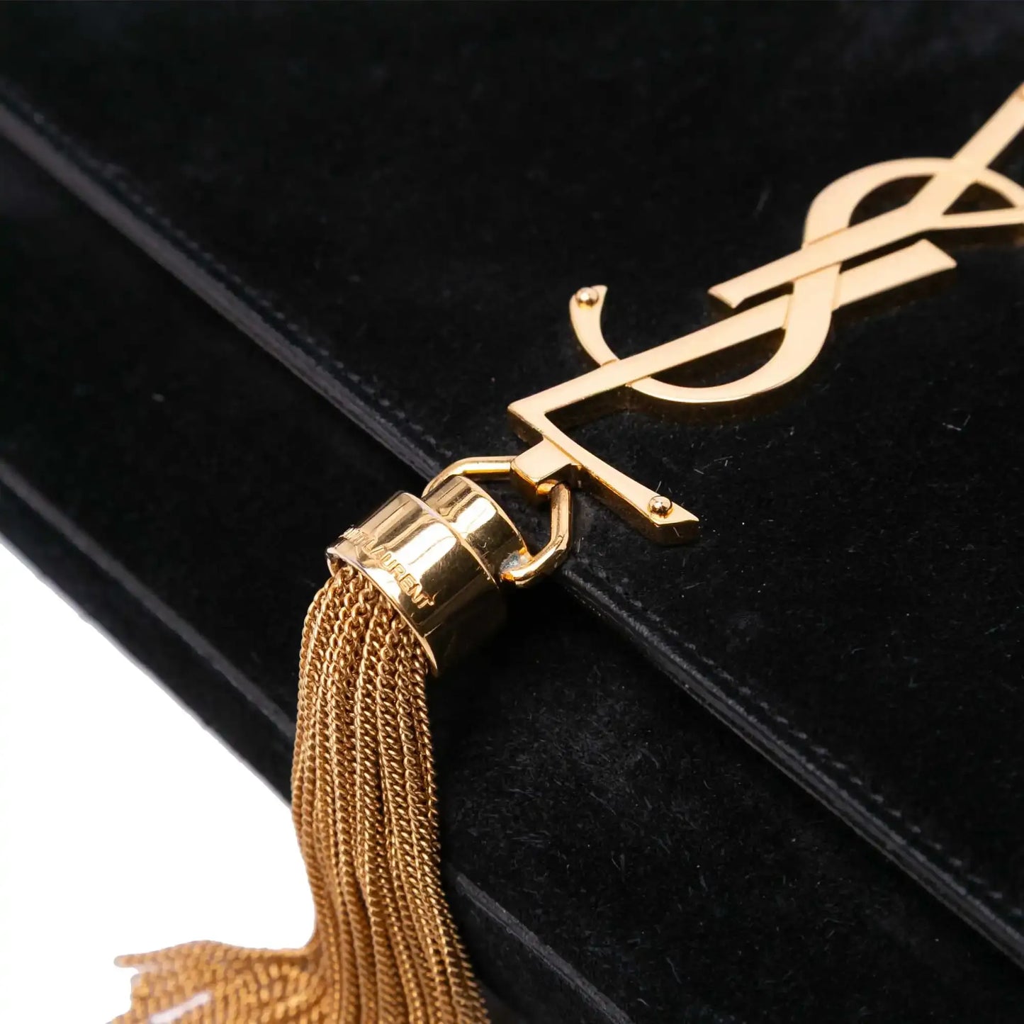 Saint Laurent Suede Classic Monogram Cassandre Tassel Clutch
