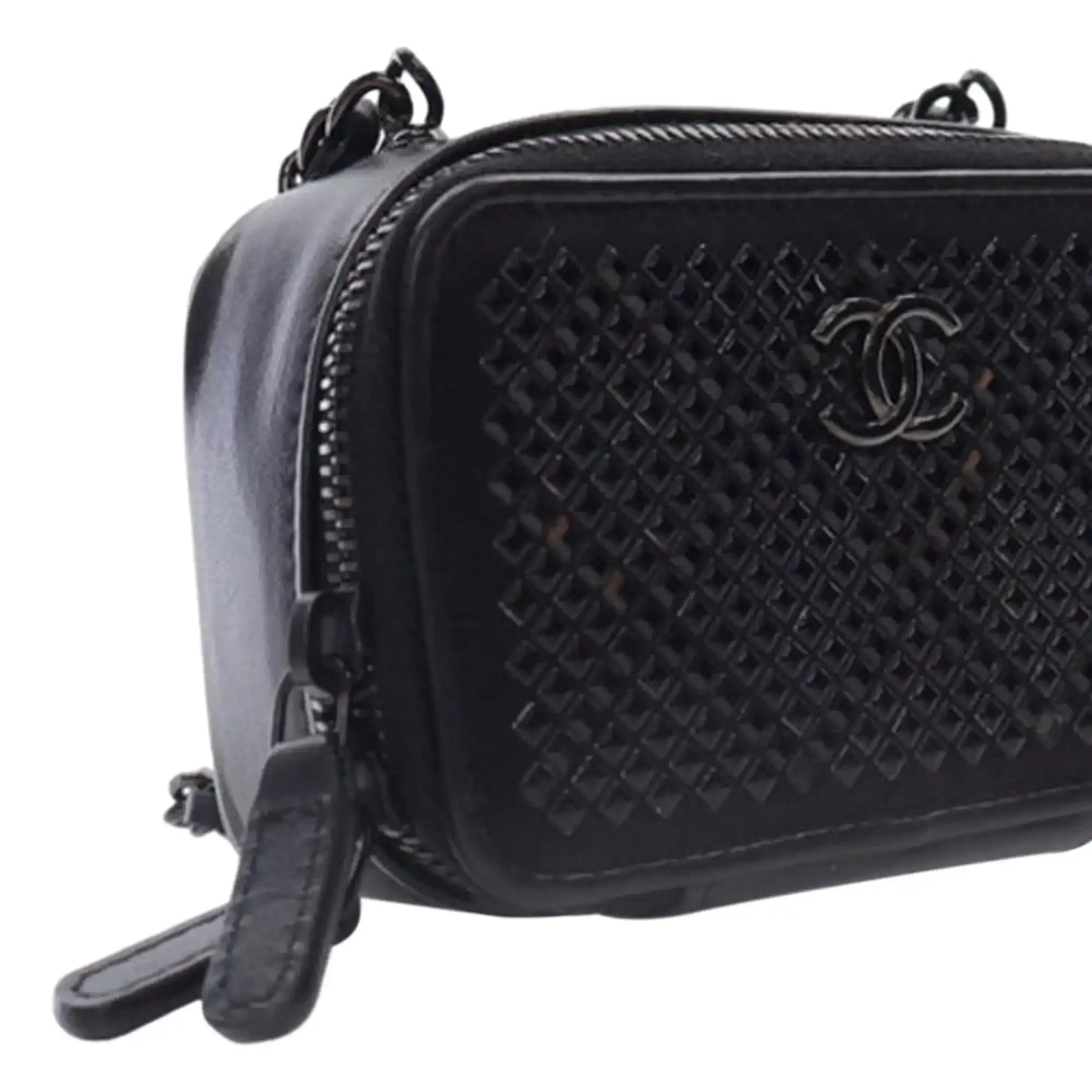 Chanel Lambskin Satin Strass Studded Clutch with Chain