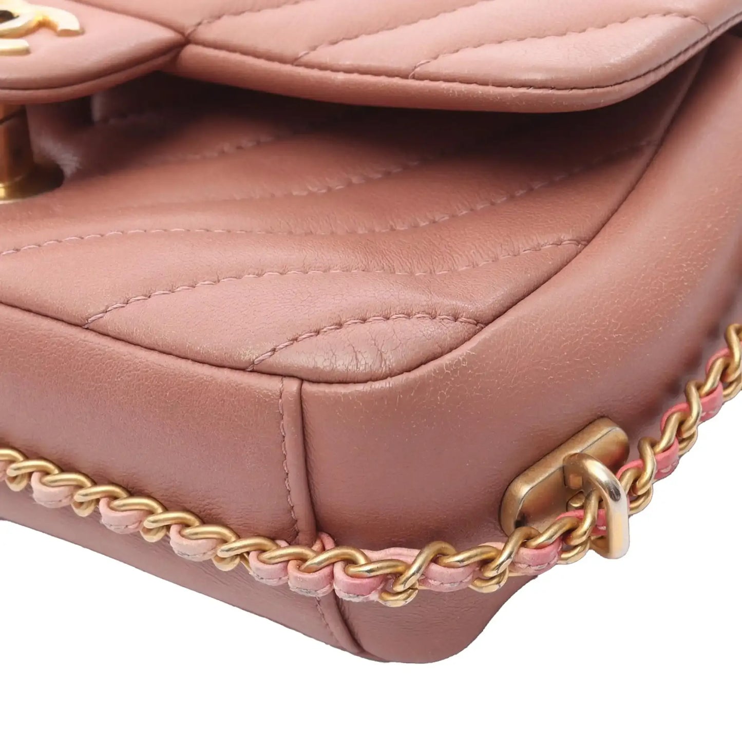 Chanel Mini Rectangular Chevron Lambskin Chain Around Flap
