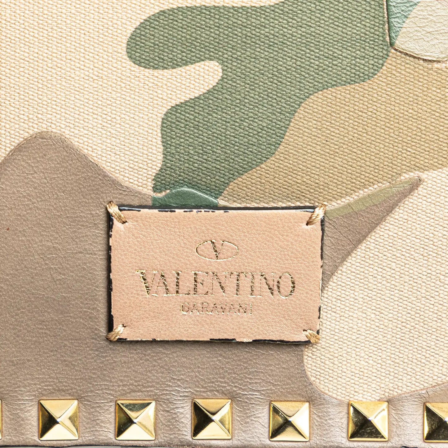 Valentino Canvas and Nappa Camouflage Rockstud Wristlet Clutch