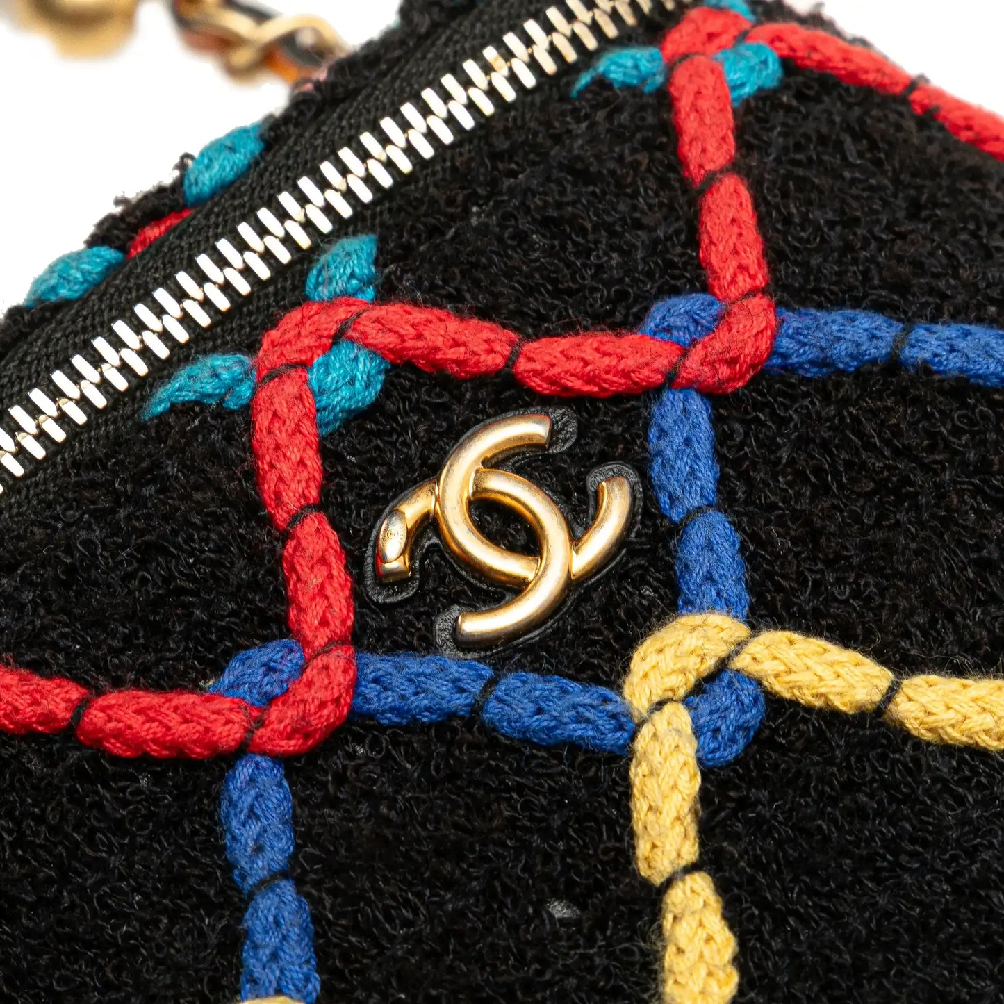 Chanel Mini Multicolor Tweed CC Pearl Crush Vanity Case with Chain