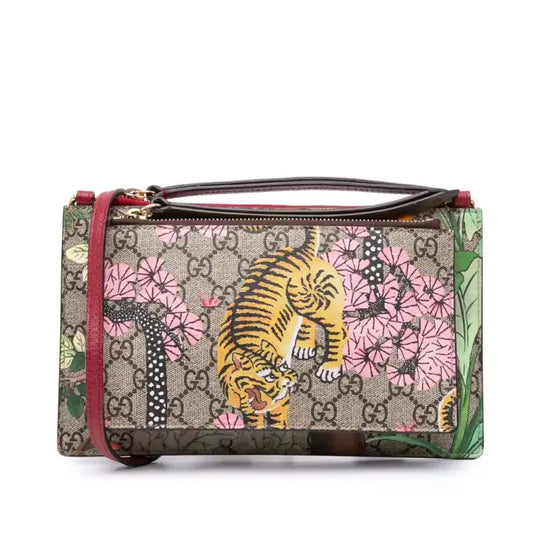 Gucci GG Supreme Bengal Double Zip Pochette