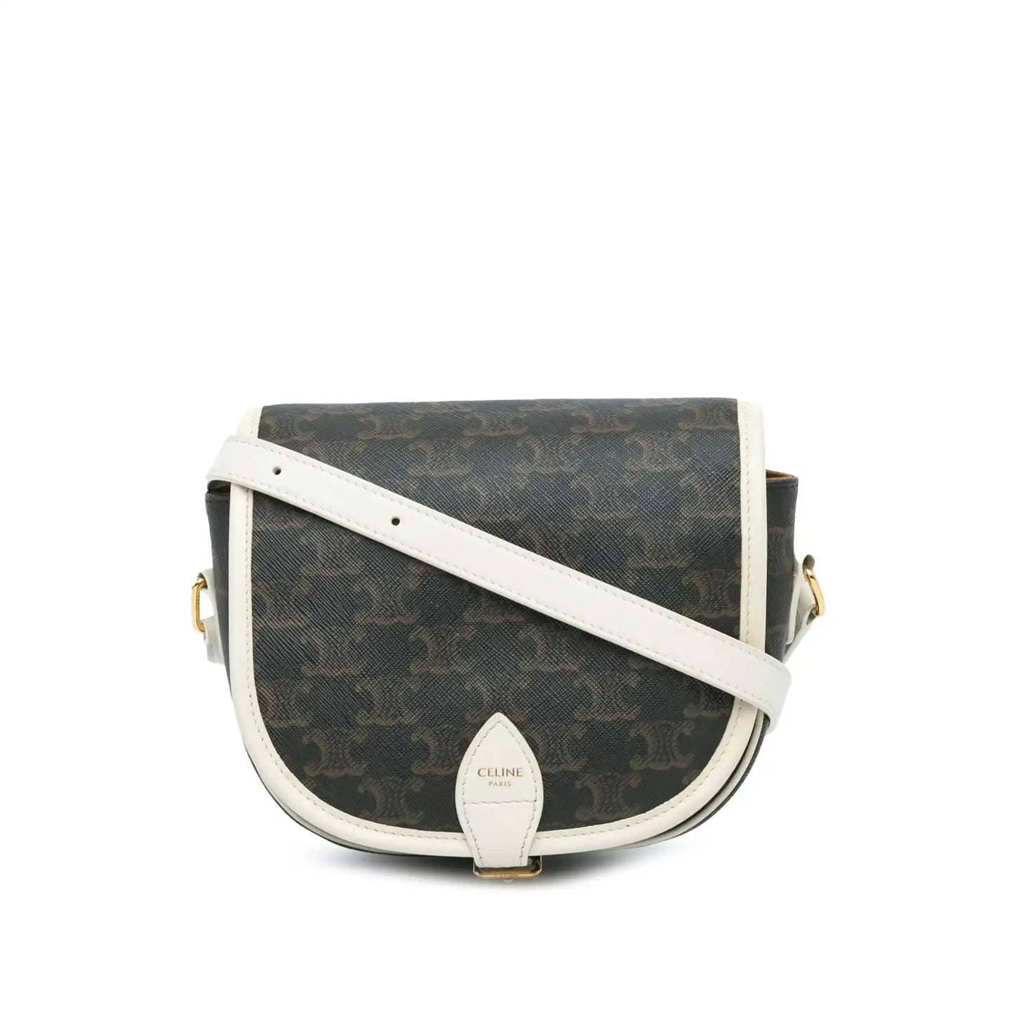 Celine Medium Triomphe Coated Canvas Folco Crossbody