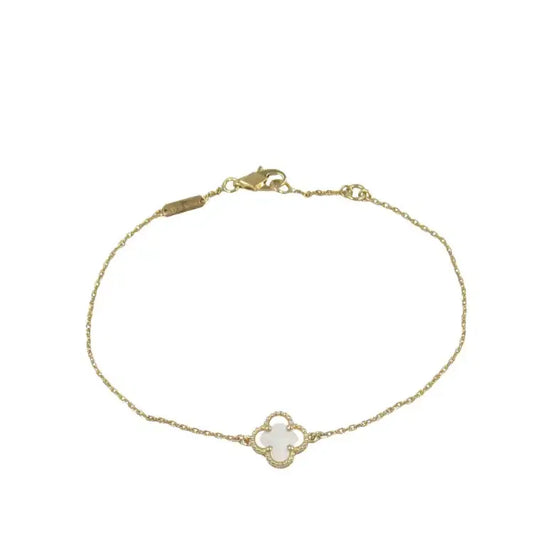 Van Cleef and Arpels 18K Yellow Gold and Mother of Pearl Sweet Alhambra Bracelet