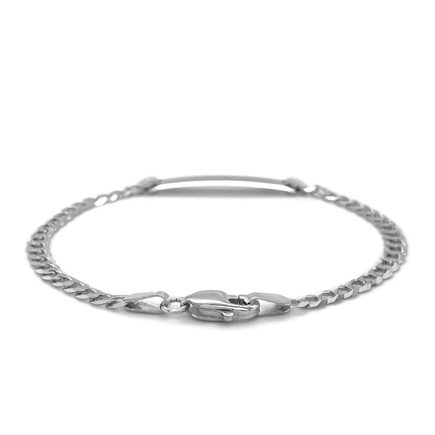 14k White Gold Curb Link Chain Polished Children's ID Bracelet - Alexandria Jewelry & Company Beverly Hills