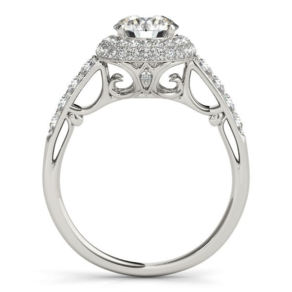 14k White Gold Halo Style Diamond Engagement Pave Shank Ring (1 1/2 cttw) - Alexandria Jewelry & Company Beverly Hills