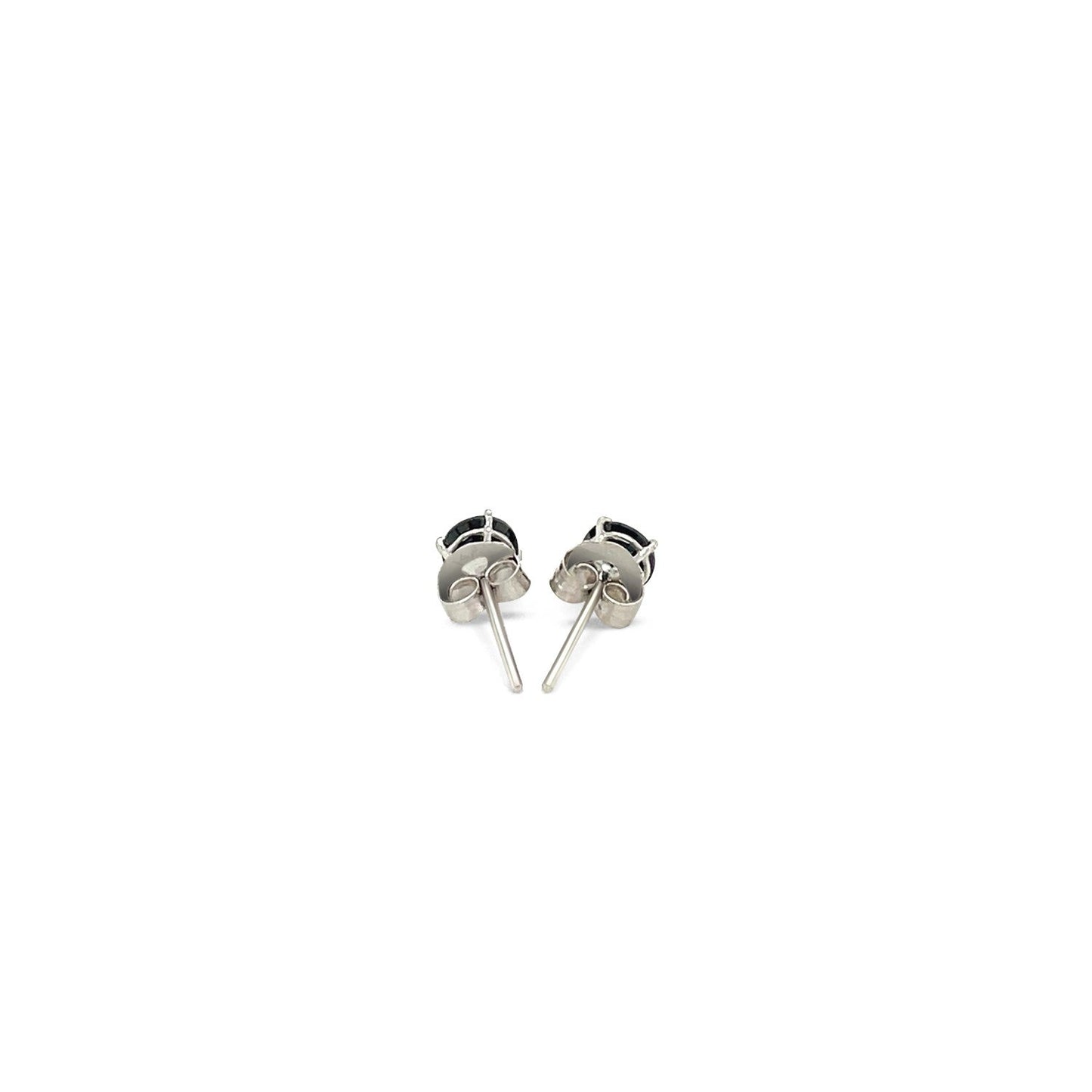 14k White Gold Stud Earrings with Black 4mm Cubic Zirconia - Alexandria Jewelry & Company Beverly Hills