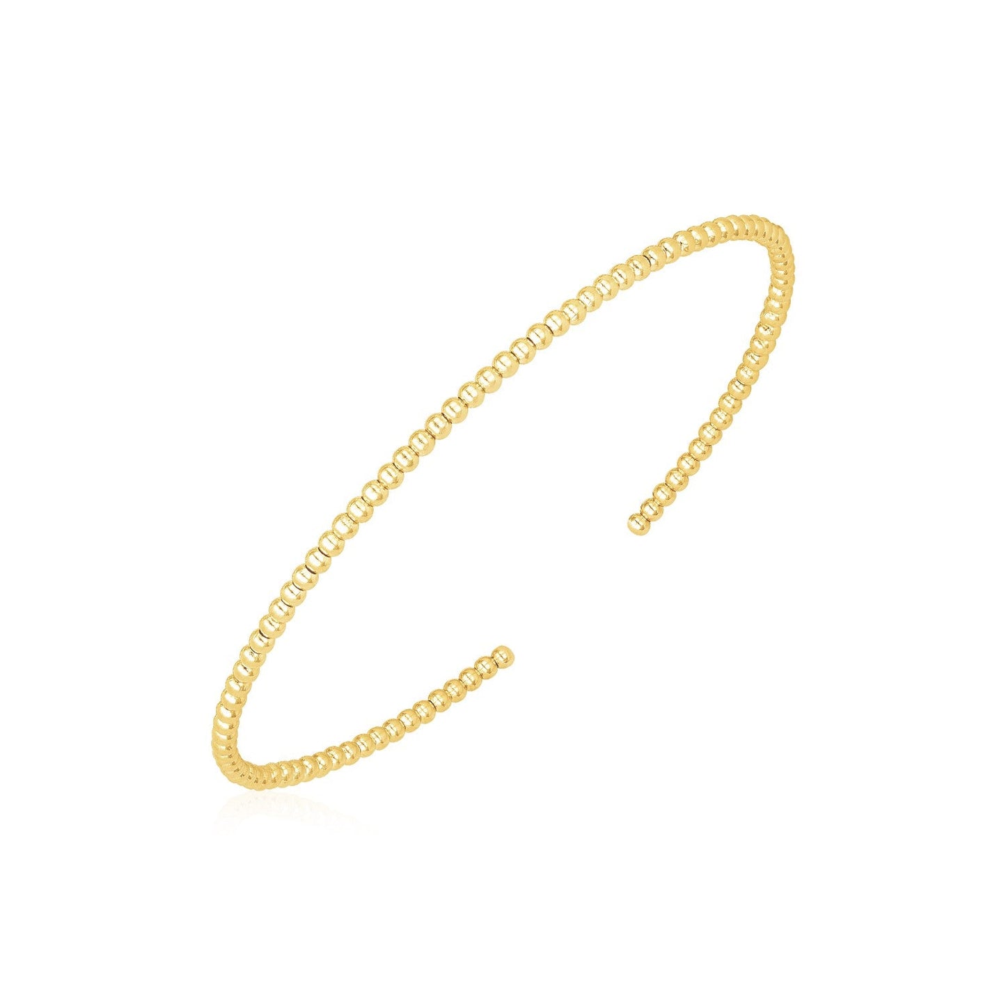 14k Yellow Gold High Polish Bead Cuff Bangle (2mm) - Alexandria Jewelry & Company Beverly Hills