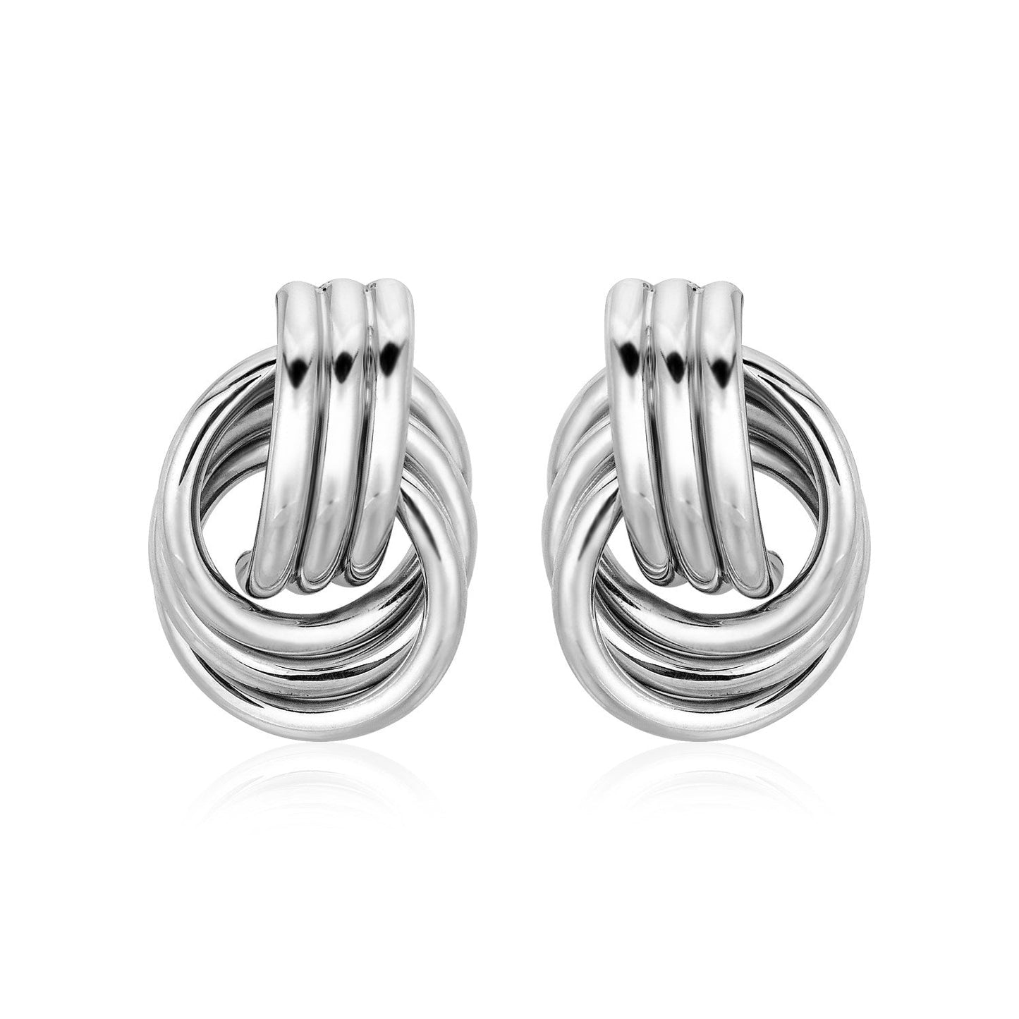 Polished Love Knot Earrings with Interlocking Rings in Sterling Silver - Alexandria Jewelry & Company Beverly Hills