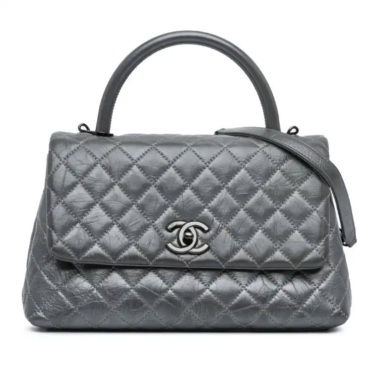 Chanel Small Quilted Aged Calfskin Coco Top Handle Bag