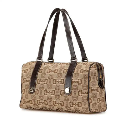 Gucci Canvas Horsebit Charmy Boston Bag