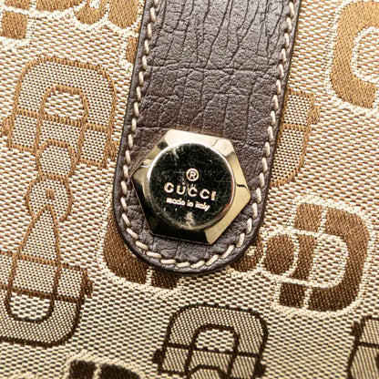 Gucci Canvas Horsebit Charmy Boston Bag