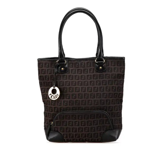 Fendi Zucchino Canvas Chef Front Pocket Shopping Tote