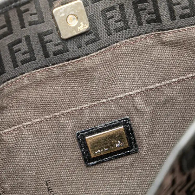 Fendi Zucchino Canvas Chef Front Pocket Shopping Tote