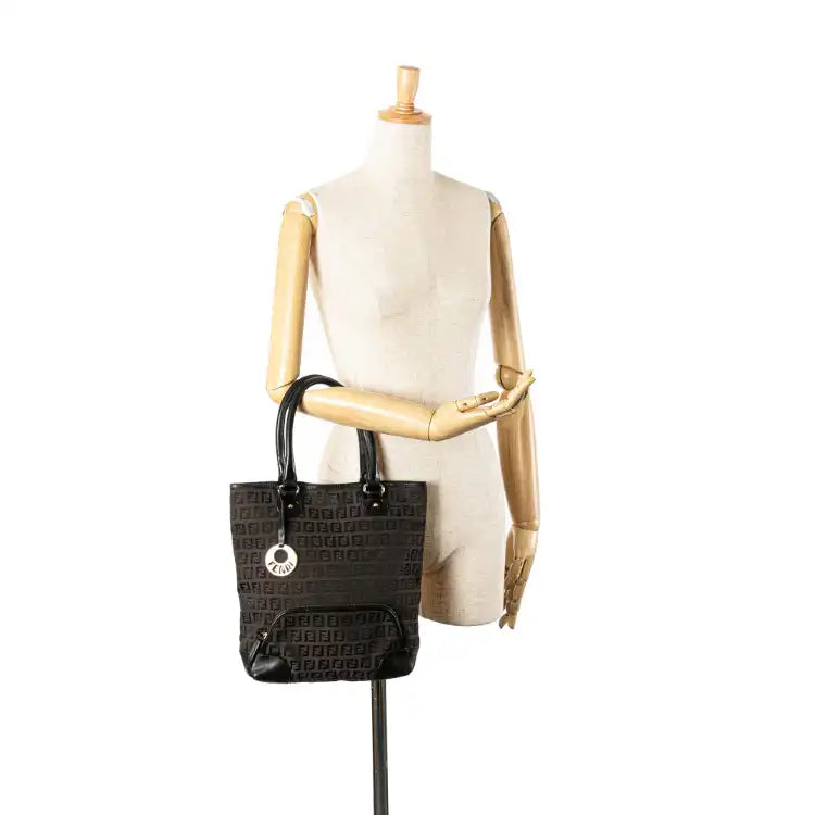Fendi Zucchino Canvas Chef Front Pocket Shopping Tote