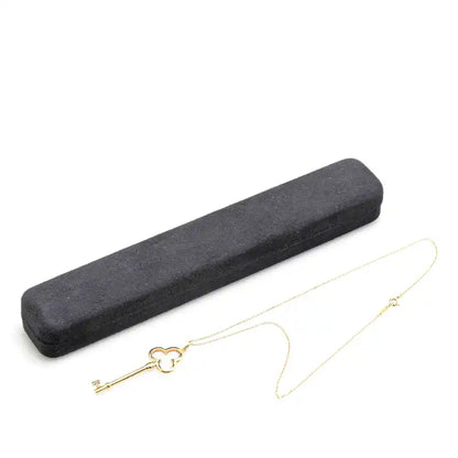 Tiffany 18K Yellow Gold Trefoil Open Key Pendant Necklace