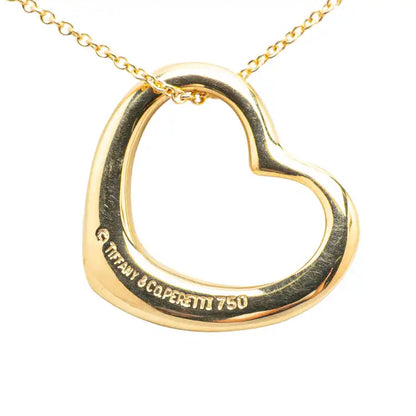 Tiffany Elsa Peretti 18K Yellow Gold Open Heart Pendant Necklace