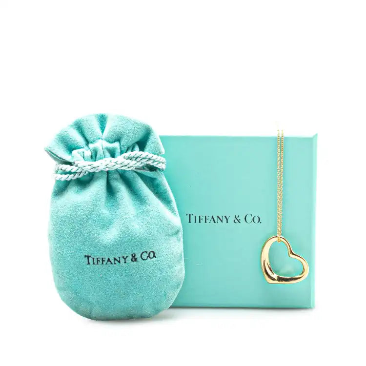 Tiffany Elsa Peretti 18K Yellow Gold Open Heart Pendant Necklace