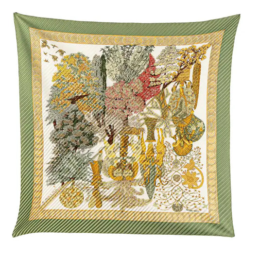 Hermès Les Legendes de L Arbre Pleated Silk Scarf