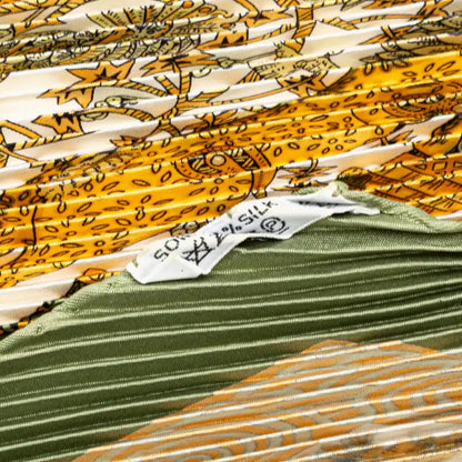 Hermès Les Legendes de L Arbre Pleated Silk Scarf