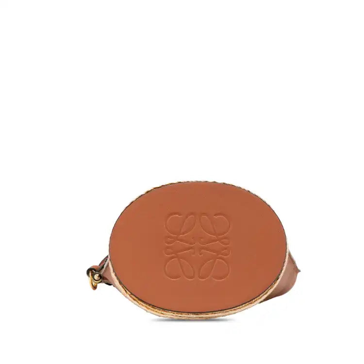 LOEWE Bicolor Calfskin and Raffia Gate Bucket Bag