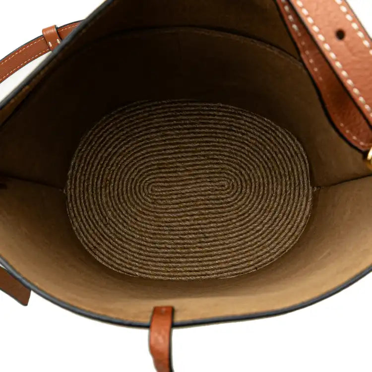 LOEWE Bicolor Calfskin and Raffia Gate Bucket Bag