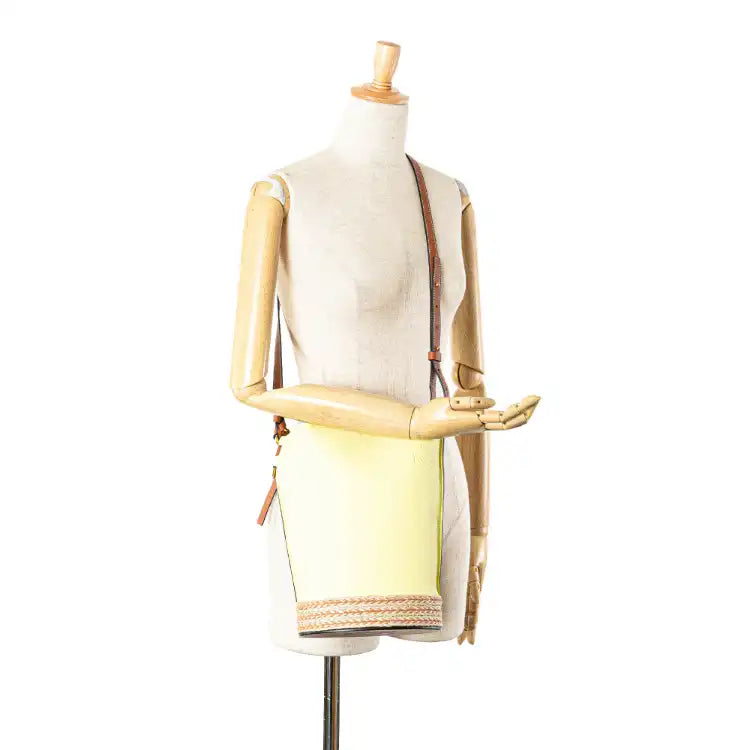 LOEWE Bicolor Calfskin and Raffia Gate Bucket Bag