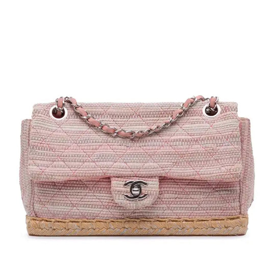 Chanel Quilted Cotton and Jute Espadrille Chain Flap