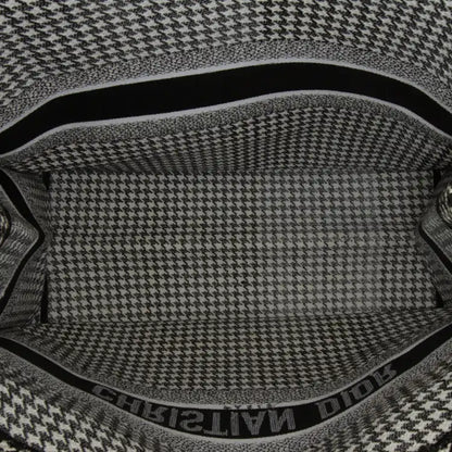Dior Large Canvas Houndstooth Embroidered Book Tote